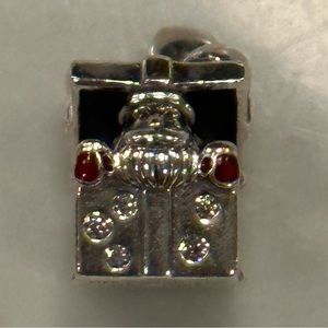 Pandora Moments Retired Christmas Santa in the Giftbox Charm HTF